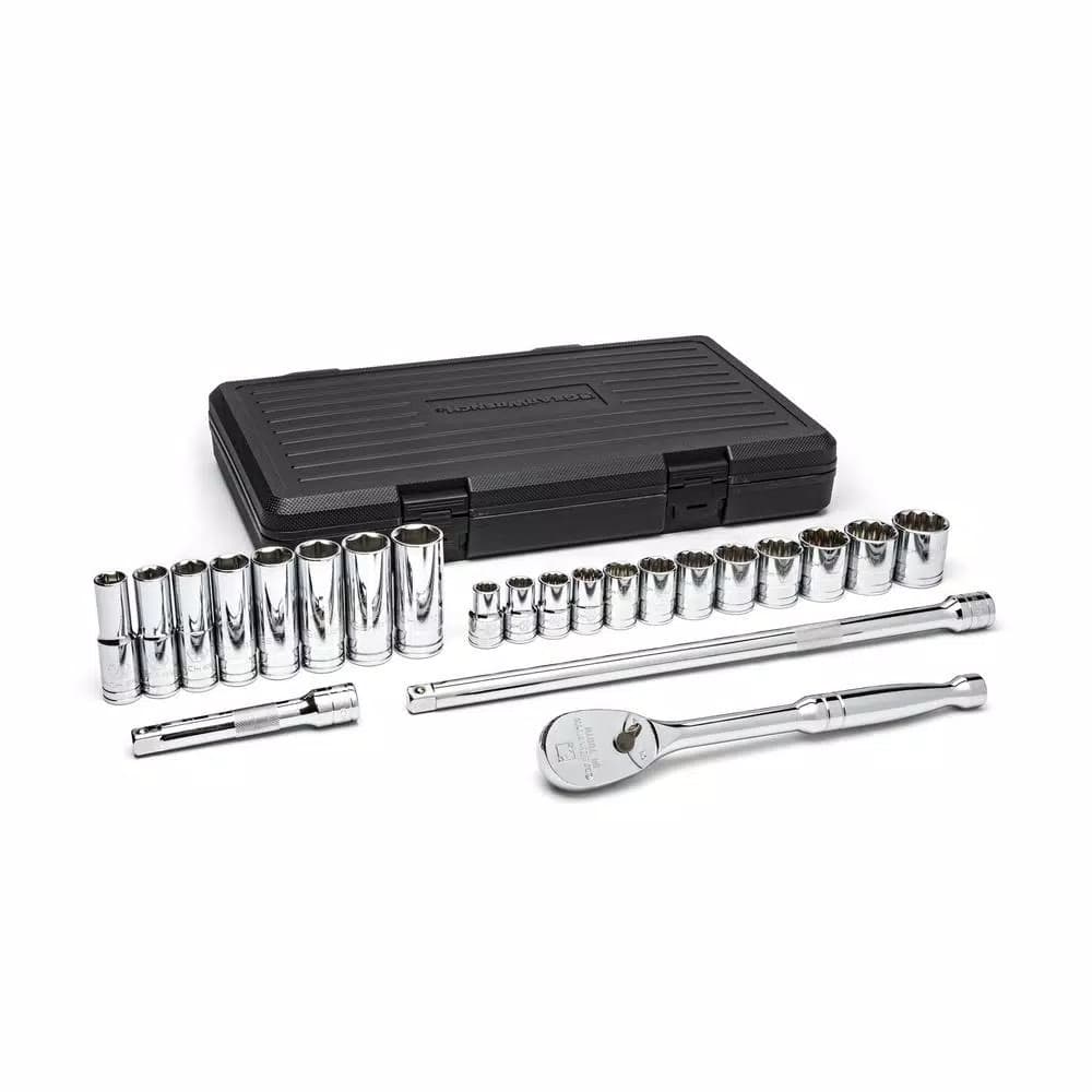 GEARWRENCH 1/2 in. Drive 6-Point SAE Ratchet and Socket Set, 23-Piece