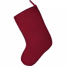 VHC Brands 15 in. Christmas Snowflake Embroidered Felt Stocking - Coal Black & Crimson thumbnail 2