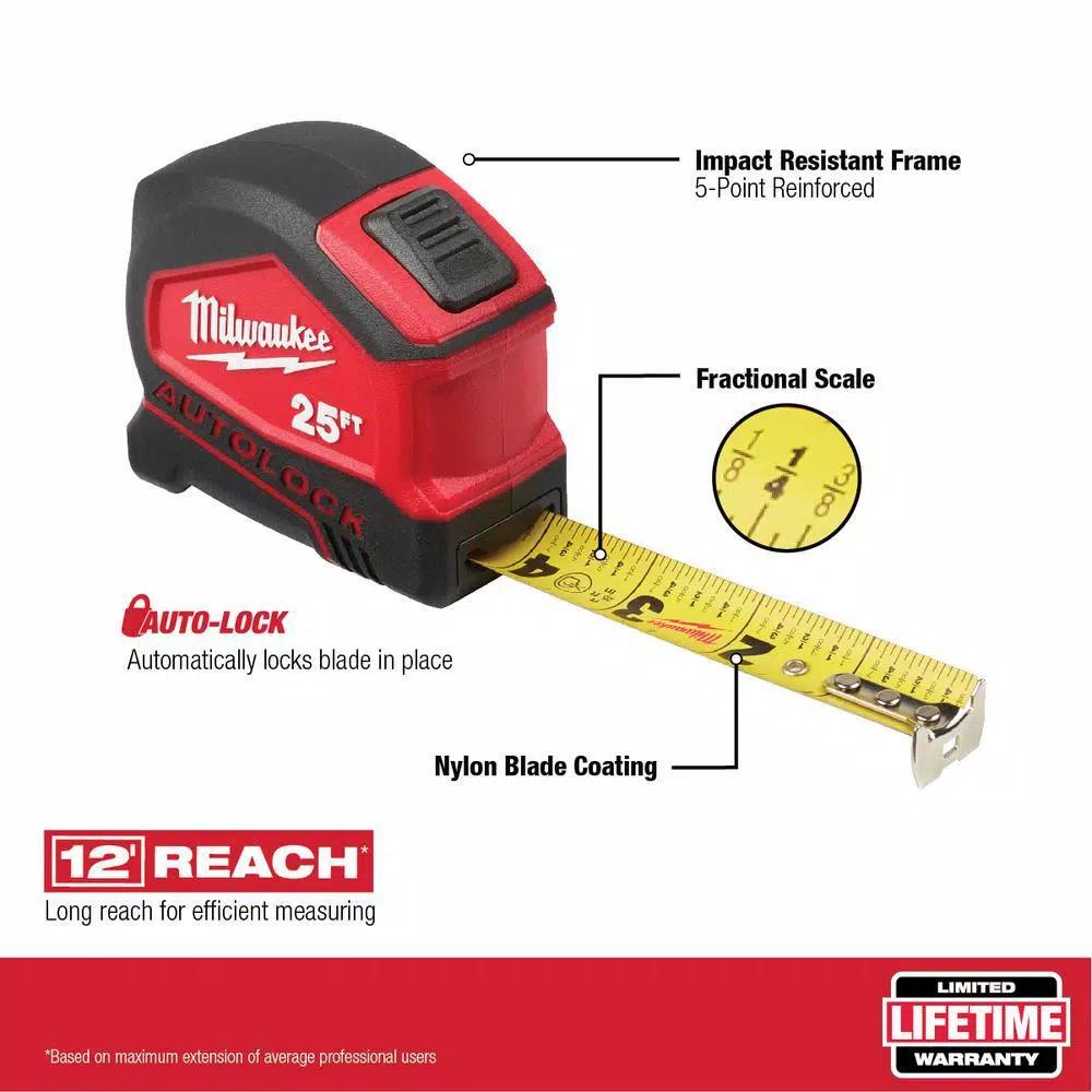 Milwaukee 6-Piece Screwdriver Set with 25 ft. Compact Auto-Lock Tape Measure