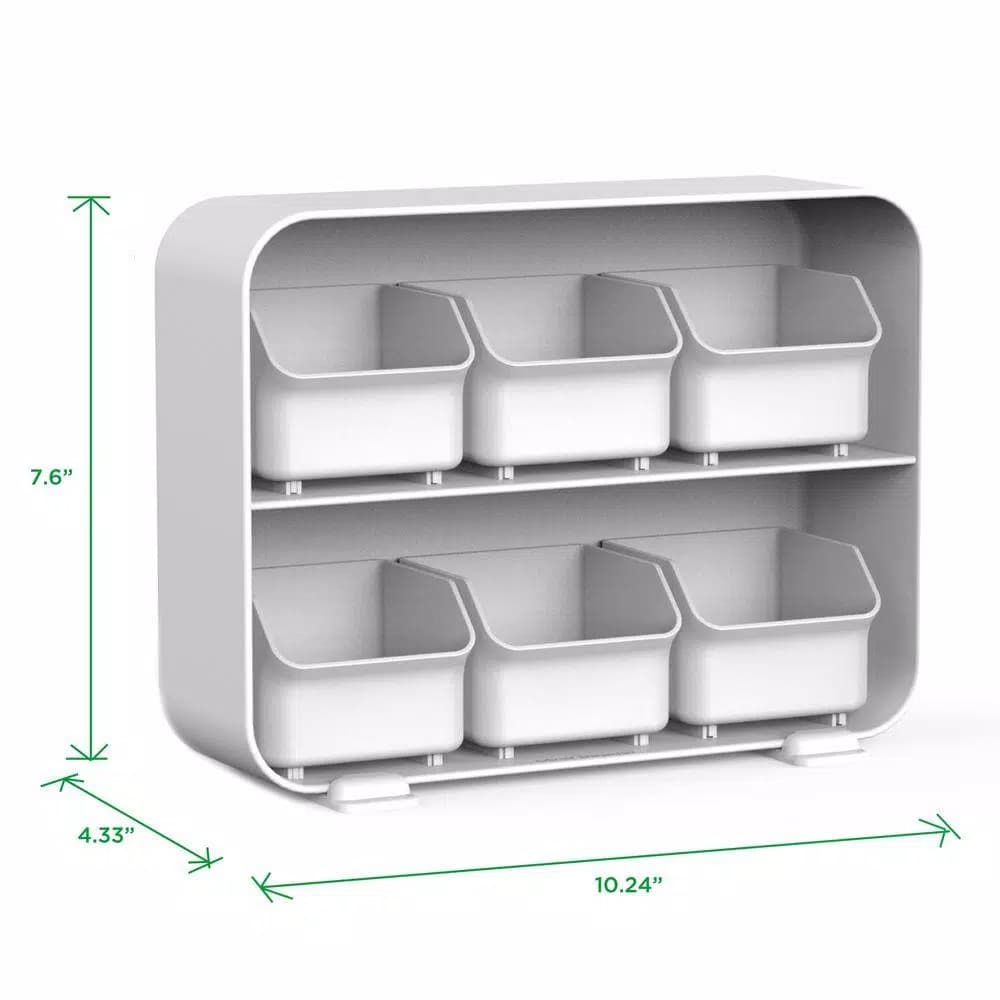 Mind Reader Clutch 6-Drawer White Tea Bag Holder and Organizer - Holds 90 Tea Bags