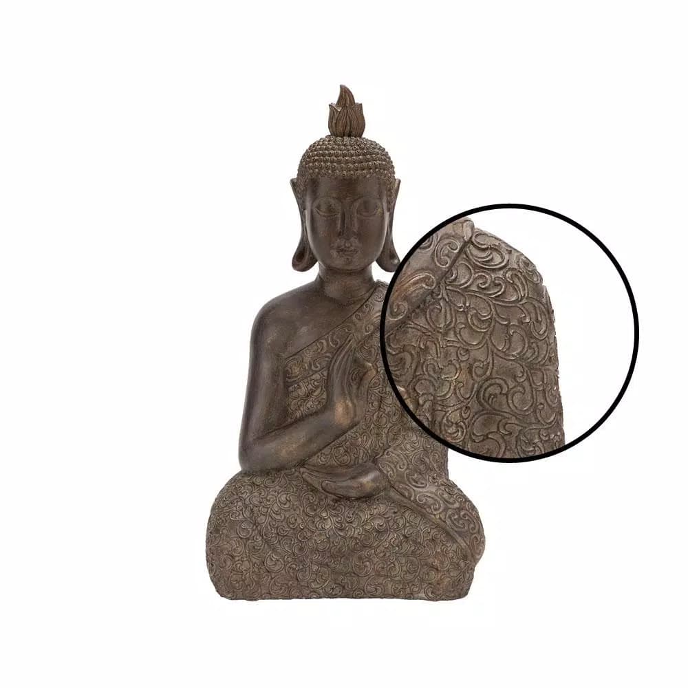 LITTON LANE Polystone Meditating Thai Buddha Sculpture - Tarnished Brown Statuary
