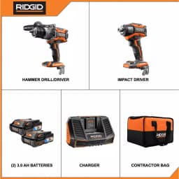 RIDGID 18V OCTANE Brushless Cordless 2-Tool Combo Kit with Hammer Drill & Impact Driver thumbnail 2