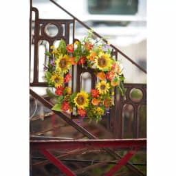 Unbranded 22 in. Sunflower Wreath with Purple Wildflowers and Green Ivy thumbnail 2
