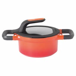 BergHOFF GEM Stay Cool 1.6 qt. Cast Aluminum Nonstick Saucepan with Glass Lid, Orange thumbnail 1