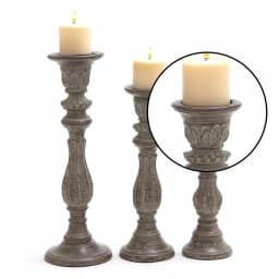 LITTON LANE Rustic Dark Brown Tapered Mango Wood Candle Holder Set of 3 thumbnail 3