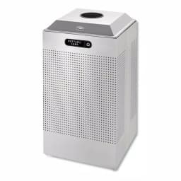 Rubbermaid Commercial Products Silhouette 29 Gal. Silver Square Steel Recycling Container for Cans and Bottles thumbnail 1