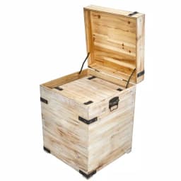 Nearly Natural Rustic White Wash Wood Decorative Storage Boxes with Metal Detail, Set of 2 thumbnail 4