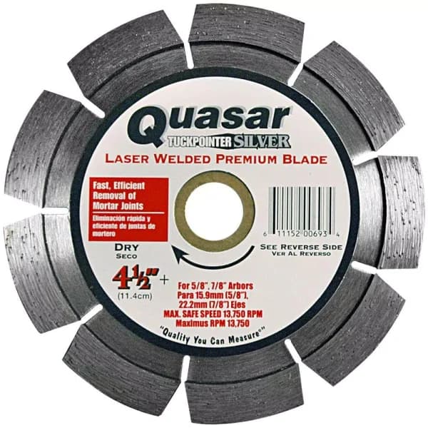 Quasar Tuckpointer Silver 4-1/2 in. Laser Welded Premium Segmented Diamond Blade