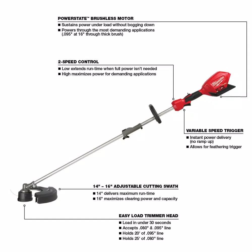 Milwaukee M18 FUEL 18V Cordless Brushless String Trimmer with QUIK-LOK Attachment Capability (Tool-Only)
