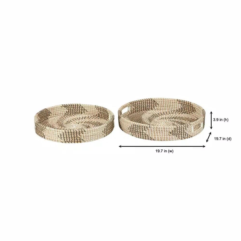 Home Decorators Collection Seagrass Wicker Round Decorative Trays, Set of 2