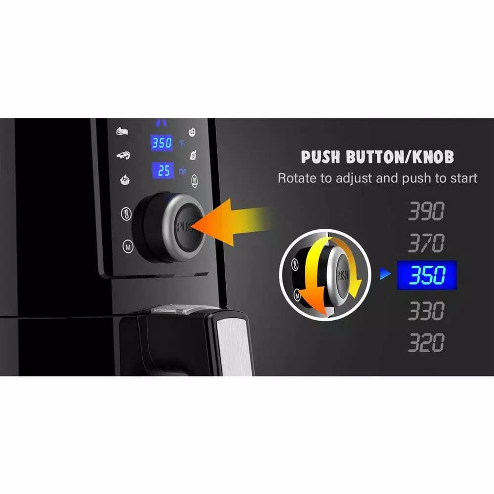 Emerald 5.5 Qt. Digital XL Air Fryer, 1800W with 7 Presets and Keep Warm Function, Black