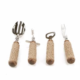 Mind Reader Products 4-Piece Bar Tool Set with Rope-Wrapped Handles, Stainless Steel thumbnail 4