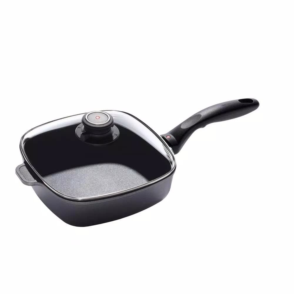Swiss Diamond Classic Series 2.1 qt. Square Cast Aluminum Nonstick Saute Pan with Glass Lid, Gray
