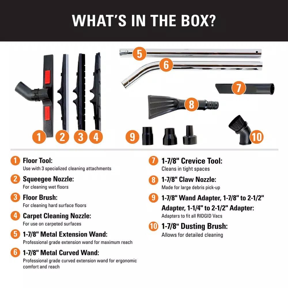 RIDGID Heavy-Duty Cleaning Accessory Kit for 1-7/8 in. and 2-1/2 in. Wet/Dry Shop Vacuums