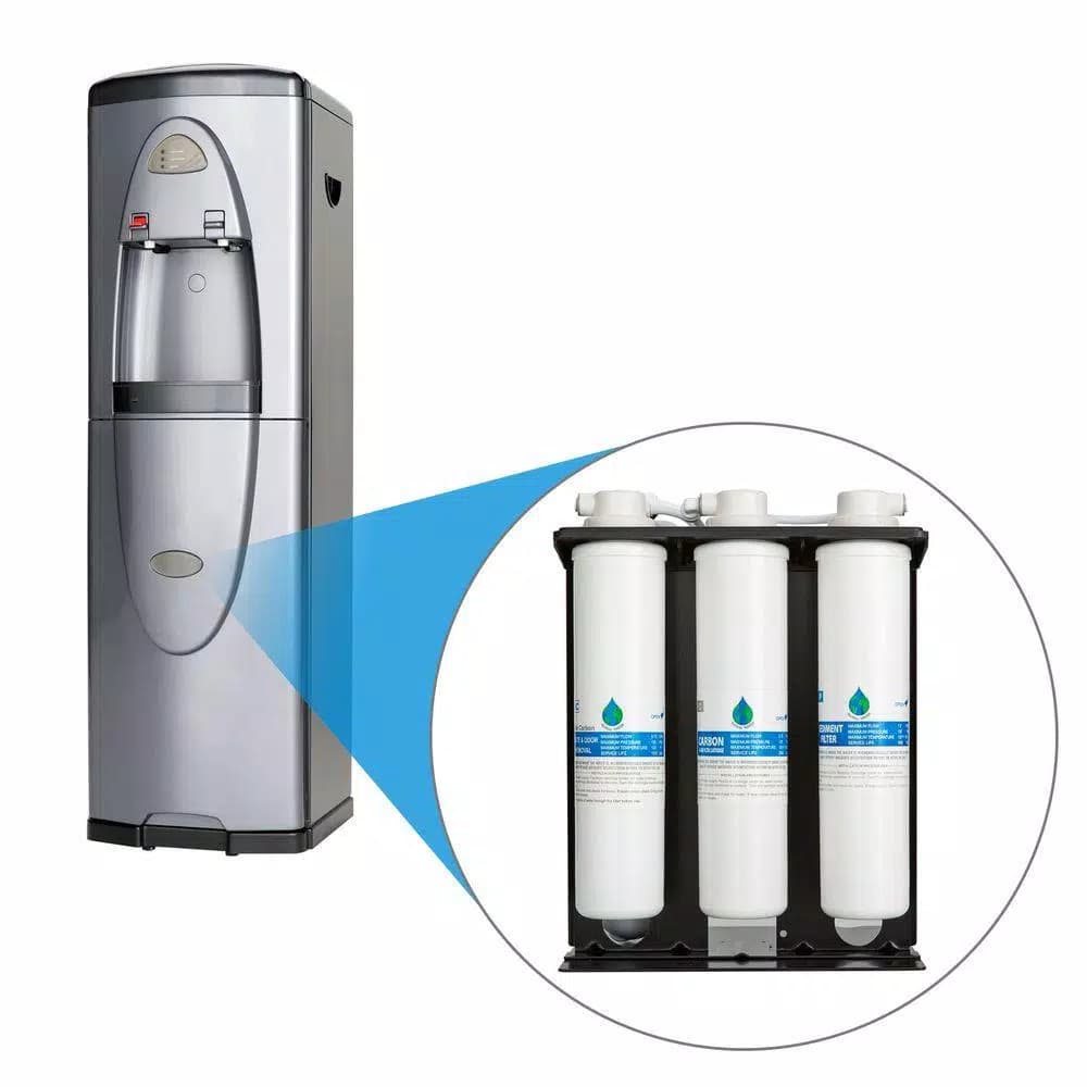 Global Water Bluline Bottleless Hot and Cold Water Cooler with 3-Stage Filtration, Graphite