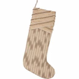 VHC Brands 20 in. Celebrate Bronze and Tan Glam Christmas Stocking with Gold Lurex and Lace thumbnail 1