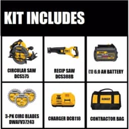 DEWALT 60V MAX FLEXVOLT 7-1/4 in. Brushless Circular Saw Combo Kit with 6.0Ah Battery & Bonus Recip Saw thumbnail 2