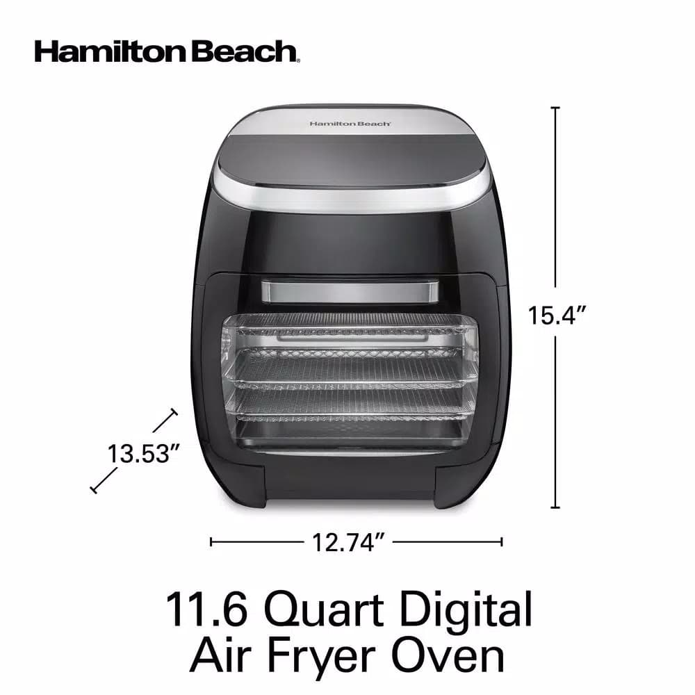 Hamilton Beach 11 Qt. Digital Air Fryer Oven with Rotisserie and Rotating Basket, Black