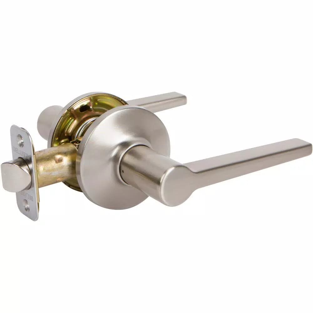 Delaney Tulina Contemporary Satin Nickel Straight Rectangle Passage Door Lever Set