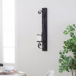 LITTON LANE 36 in. Scrolled Wrought Iron Wall Sconce Candle Holder with Glass Hurricane, Deep Bronze thumbnail 9