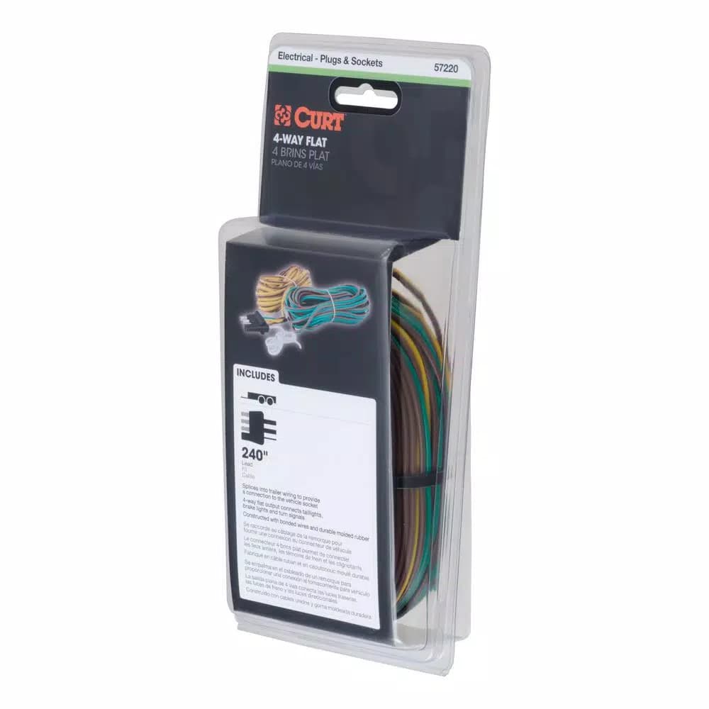 CURT 4-Way Flat Trailer Connector Kit with 20' Color-Coded Wires