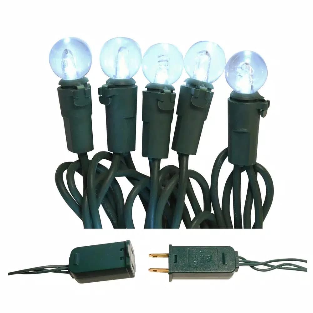 LUMABASE 70-Light LED Cool White Plastic Globe String Lights, Weather Resistant, 14.58 ft