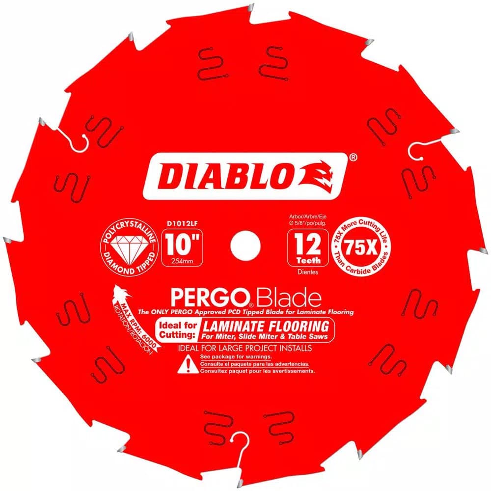 Diablo 10 in. x 12-Tooth Polycrystalline Diamond (PCD) Tipped Ultimate Flooring Saw Blade