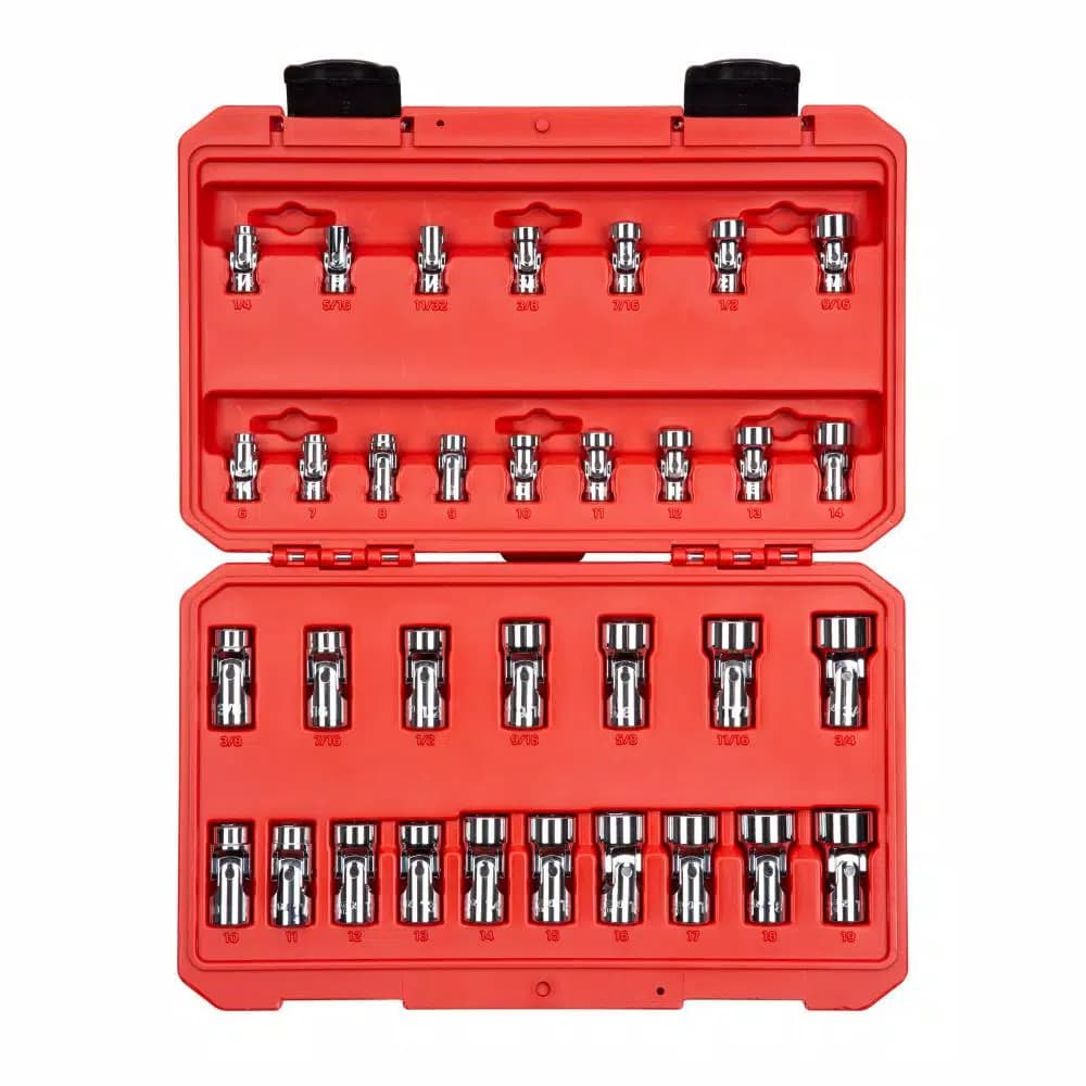 TEKTON 33-Piece 1/4 in. and 3/8 in. Drive Universal Joint Socket Set, 6-Point Hex