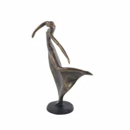 LITTON LANE 12 in. Female Dancer Polystone Sculpture with Distressed Brass Finish thumbnail 4
