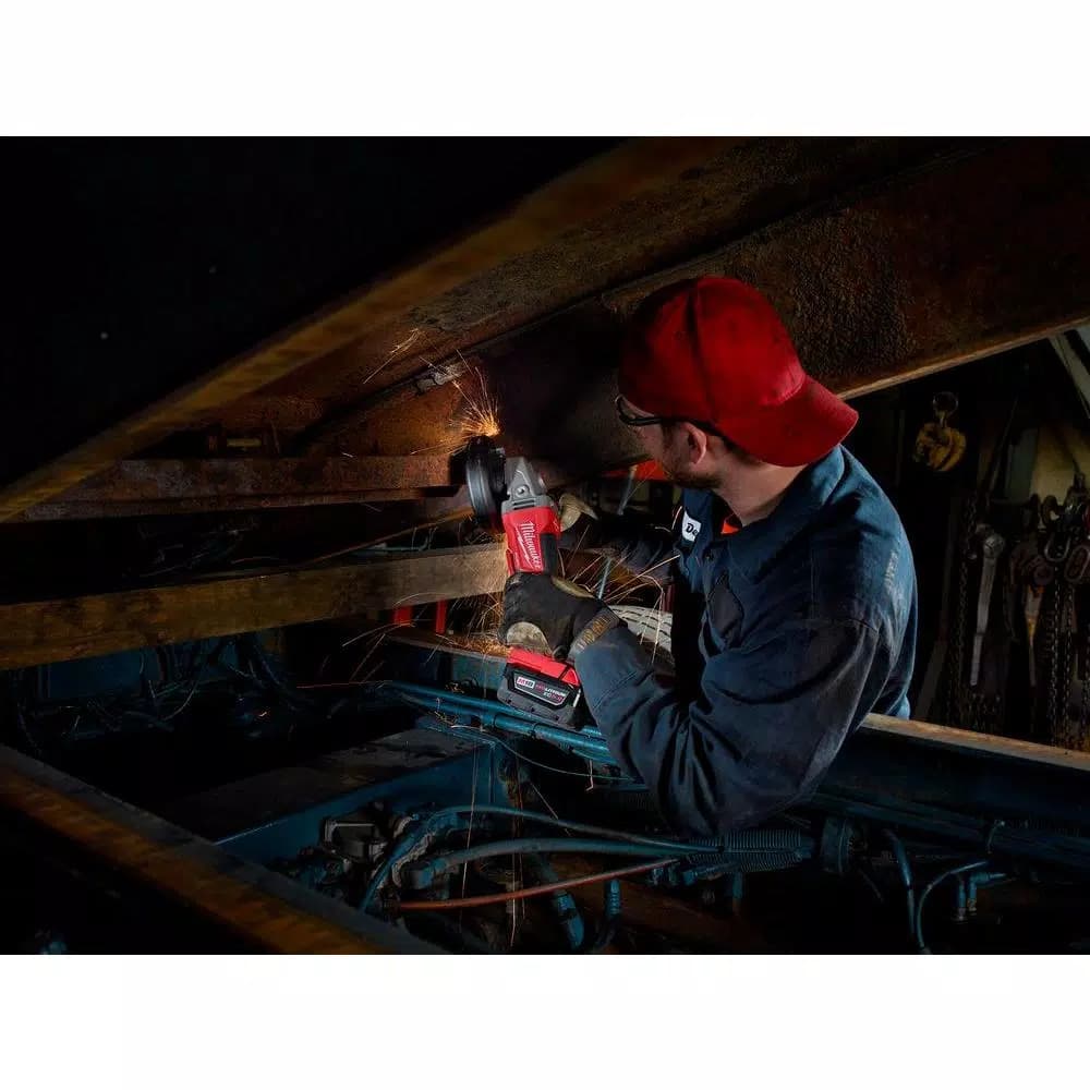 Milwaukee M18 FUEL 4-1/2 in. / 5 in. Braking Cordless Angle Grinder Kit with Two 5.0 Ah Batteries & Charger