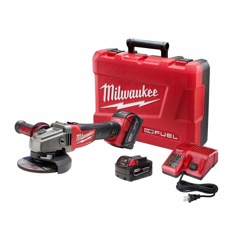 Milwaukee M18 FUEL 4-1/2"/5" Brushless Cordless Angle Grinder Kit with Two 5.0 Ah Batteries