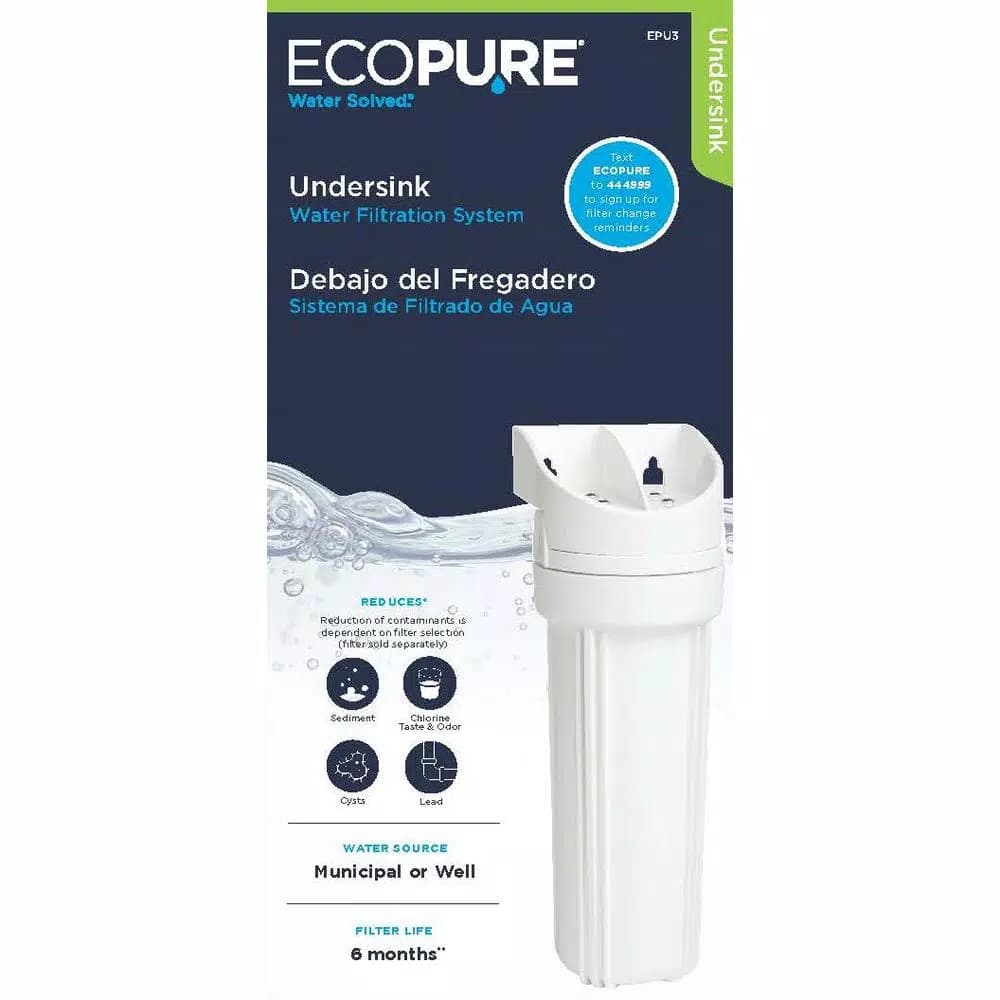 EcoPure EPU3 Under Sink Drinking Water Filtration System