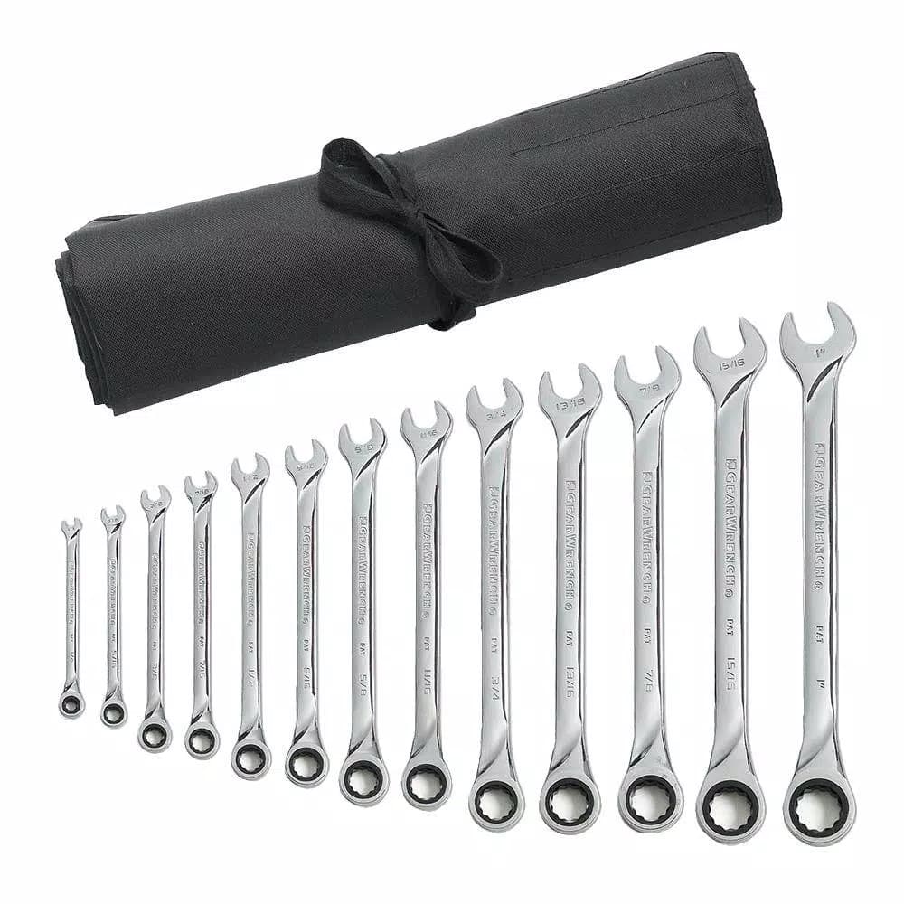 GEARWRENCH 13-Piece X-Large Ratcheting Combination Wrench Set with Roll, SAE