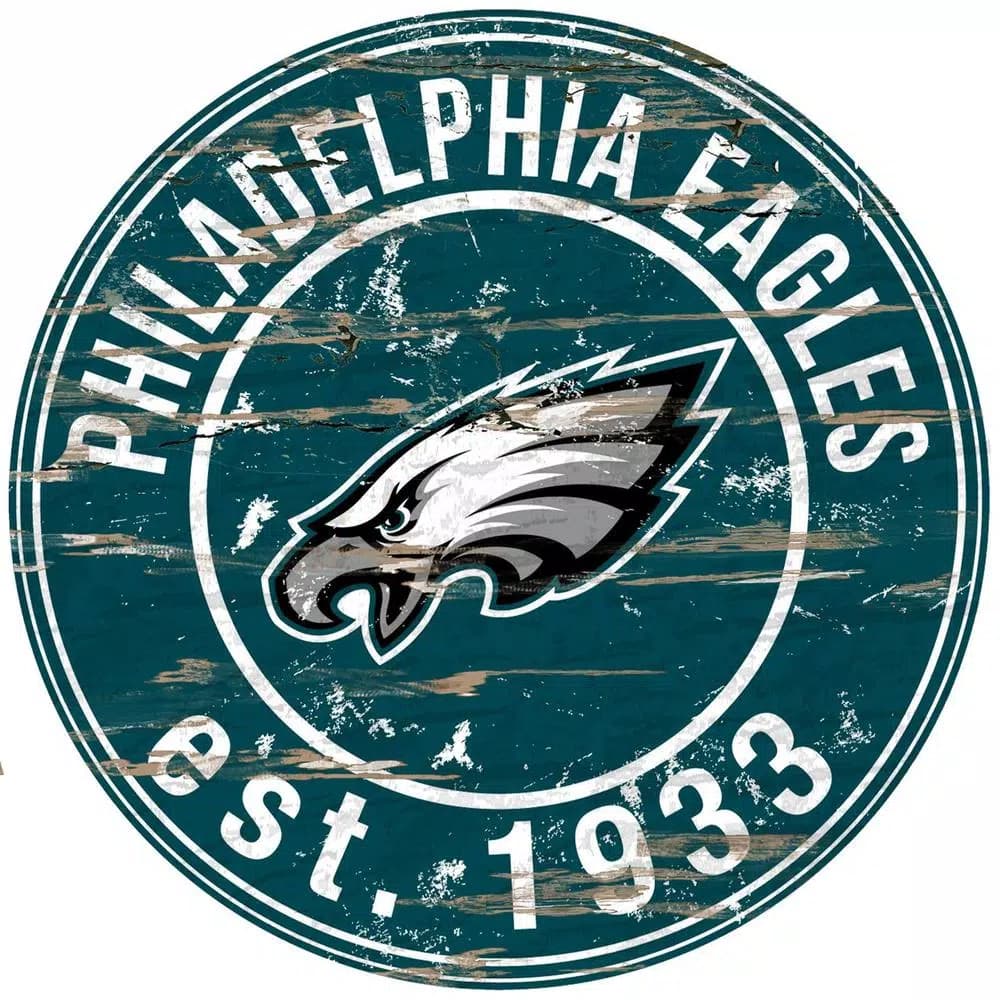 Adventure Furniture Fan Creations 24" NFL Philadelphia Eagles Round Distressed Wood Sign