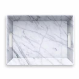 Unbranded Carrara Handle Melamine Serving Tray, White Rectangle Platter thumbnail 1