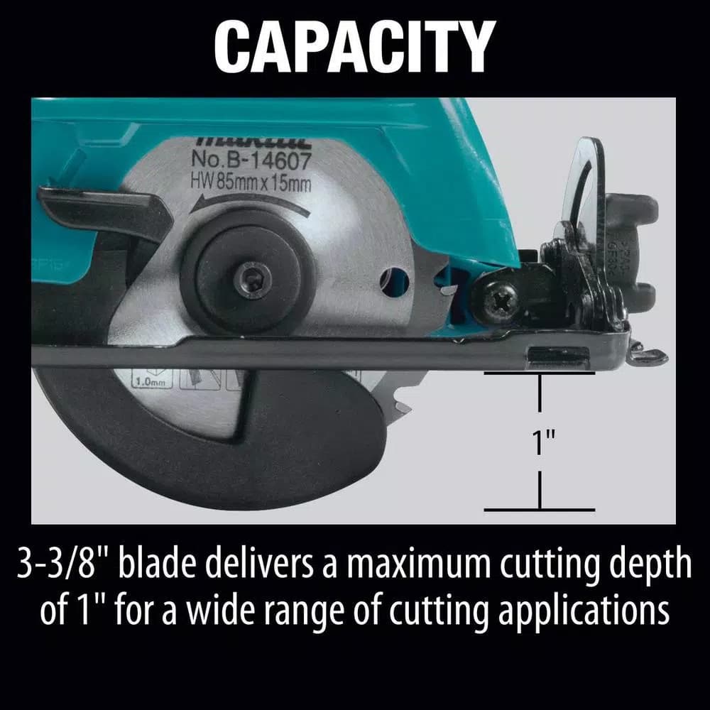 Makita 12V MAX CXT Cordless 3-3/8 in. Circular Saw Kit with Case, 2x 2.0Ah Batteries & Charger