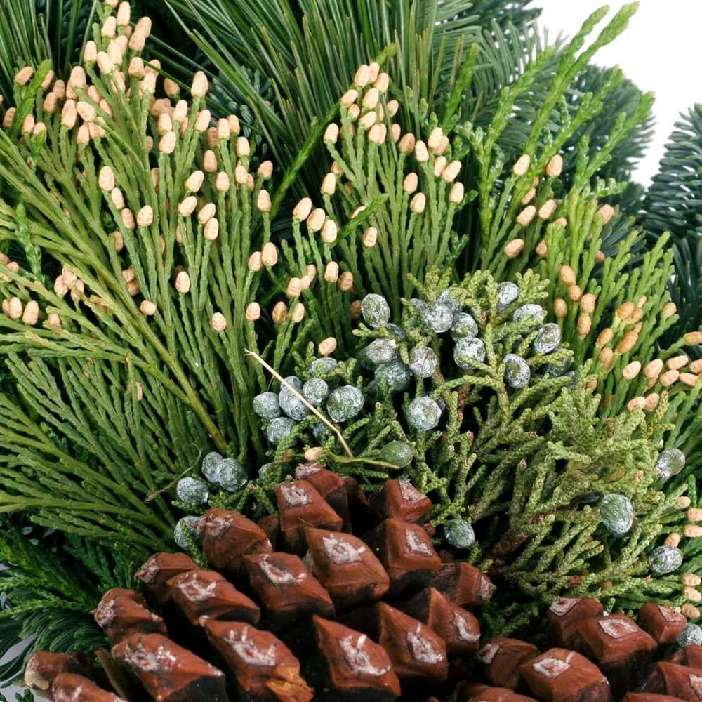 VAN ZYVERDEN 20 in. Live Fresh Cut Pacific Northwest Grapevine and Evergreen Christmas Wreath