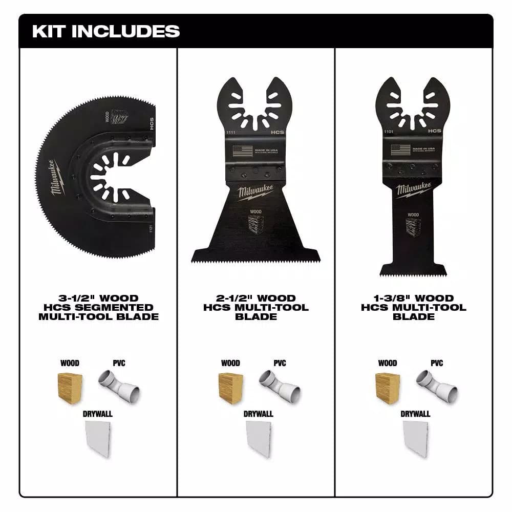 Milwaukee OPEN-LOK 3-Piece Wood Cutting Oscillating Multi-Tool Blade Kit