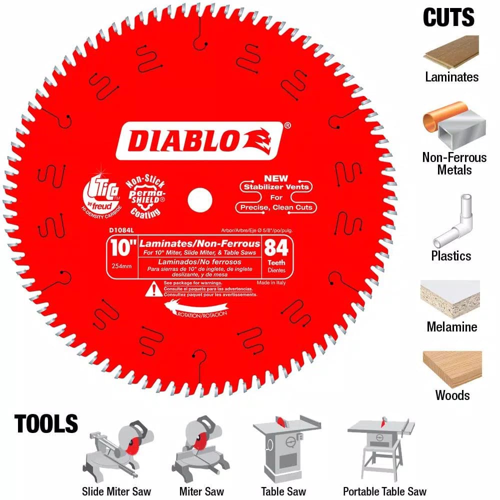Diablo 10 in. x 84-Tooth Non-Ferrous Metal & Laminate Carbide Circular Saw Blade