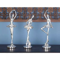 LITTON LANE 14 in. Decorative Ballerina Sculptures in Silver Polystone (3-Pack) thumbnail 1