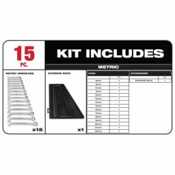 Milwaukee 15-Piece Metric Ratcheting Combination Wrench Set thumbnail 2