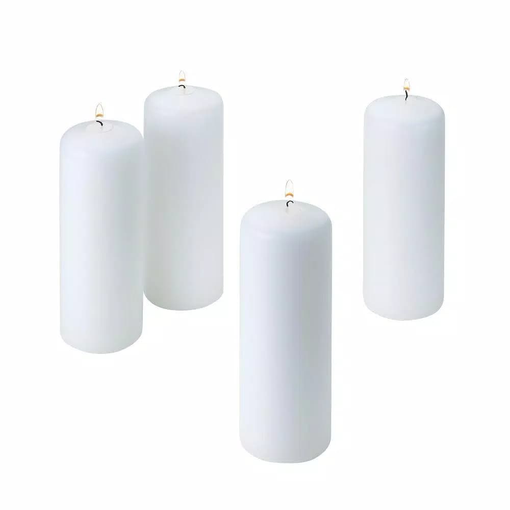 Light In The Dark White Unscented Paraffin Pillar Candles, 2 in. x 6 in. (Set of 4)