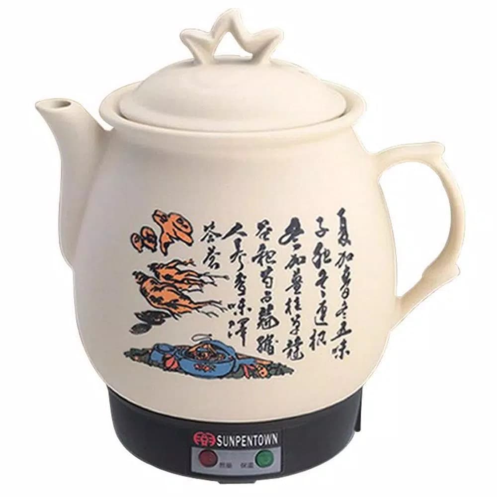SPT 16-Cup White Ceramic Electric Kettle & Medicine Cooker with Keep Warm Setting