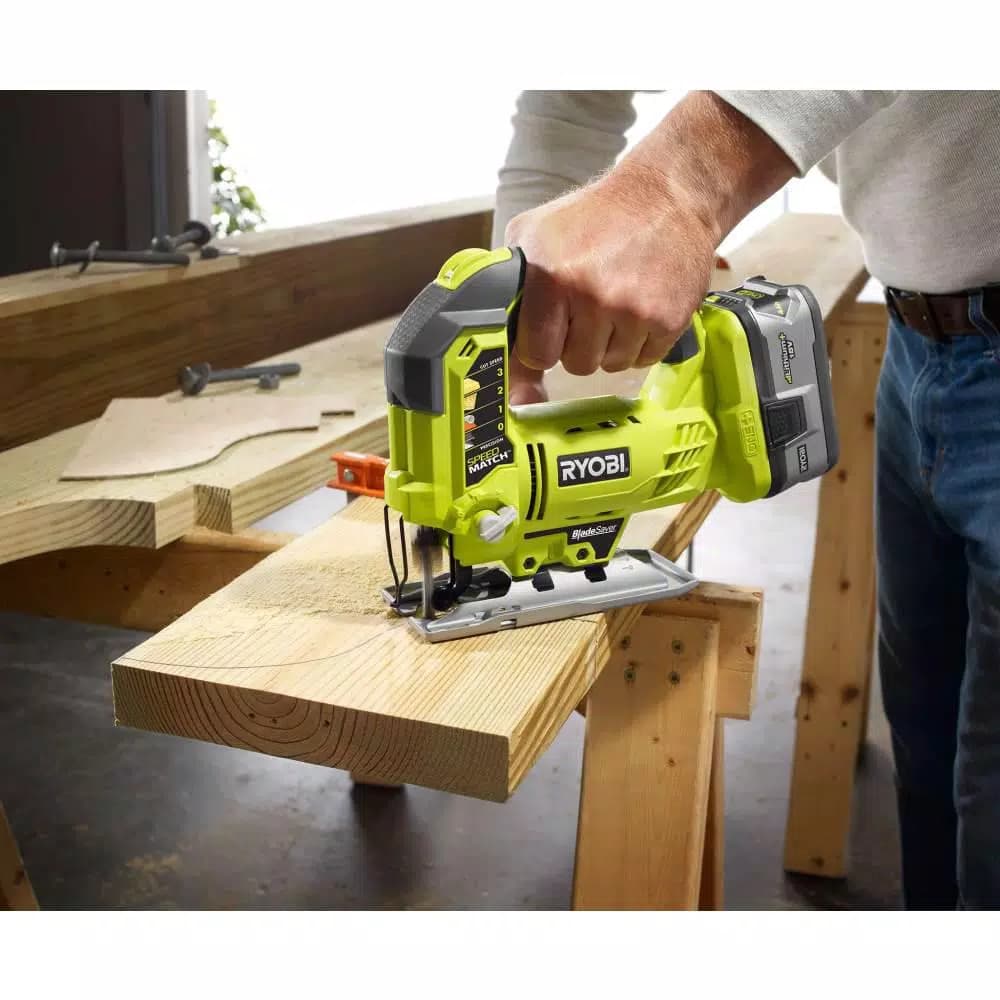 RYOBI 18V ONE+ Cordless 7-1/4 in. Compound Miter Saw and Orbital Jig Saw Combo Kit (Tools Only)