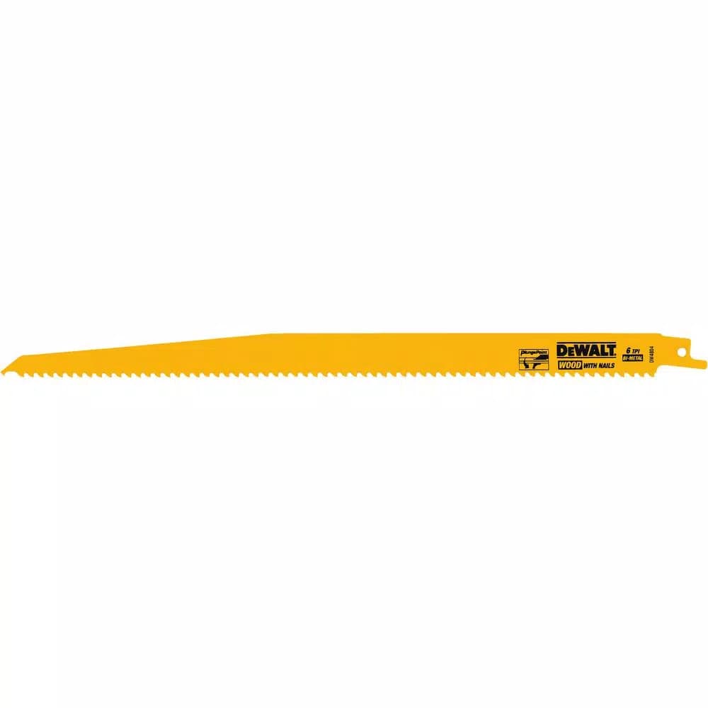 DEWALT 12 in. 6 TPI Bi-Metal Taper Back Reciprocating Saw Blade, 5-Pack