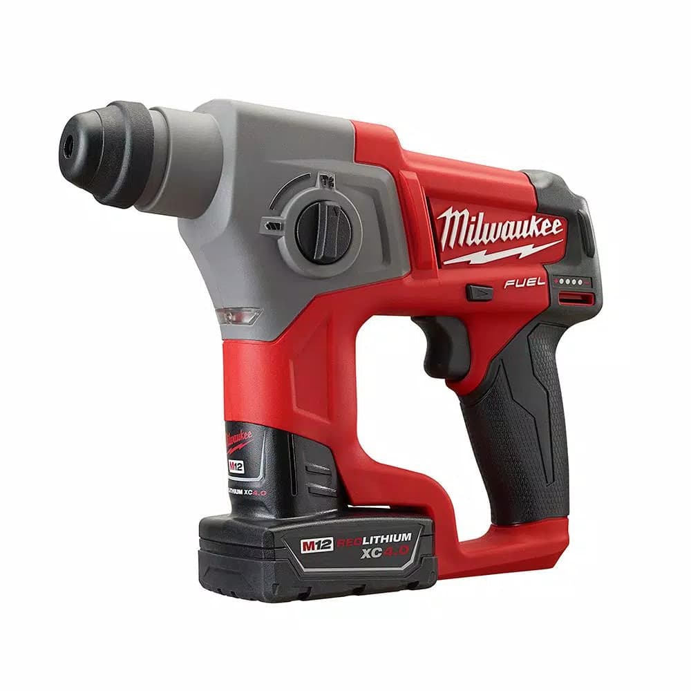 Milwaukee M12 FUEL 12V SDS-Plus Cordless Rotary Hammer Kit with 4.0 Ah Battery and Charger