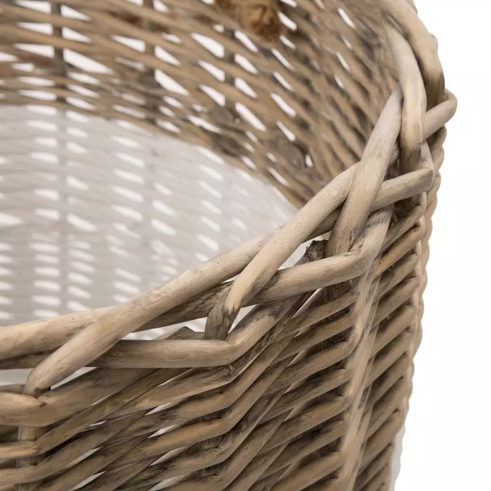 Glitzhome Natural Round Wicker Willow Baskets with Rope Handles, Set of 3, Farmhouse Style