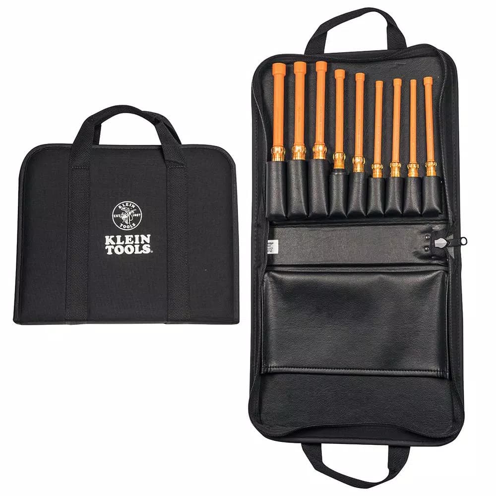 Klein Tools 9-Piece Insulated Nut Driver Set with Cushion Grip Handles and Nylon Case