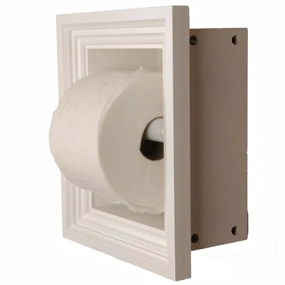 Unbranded Newton Recessed Toilet Paper Holder, 3-Roll Melbourne Frame, Solid Pine, White