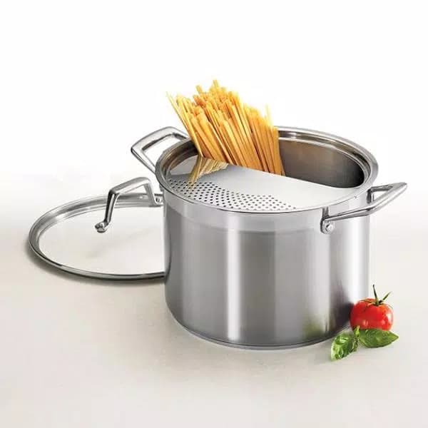 Tramontina Gourmet 6 Qt. Stainless Steel 3-Pc Pasta Cooker Set with Glass Lid